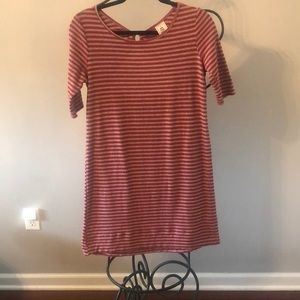 Free people red gray cut out striped jersey dress size small small